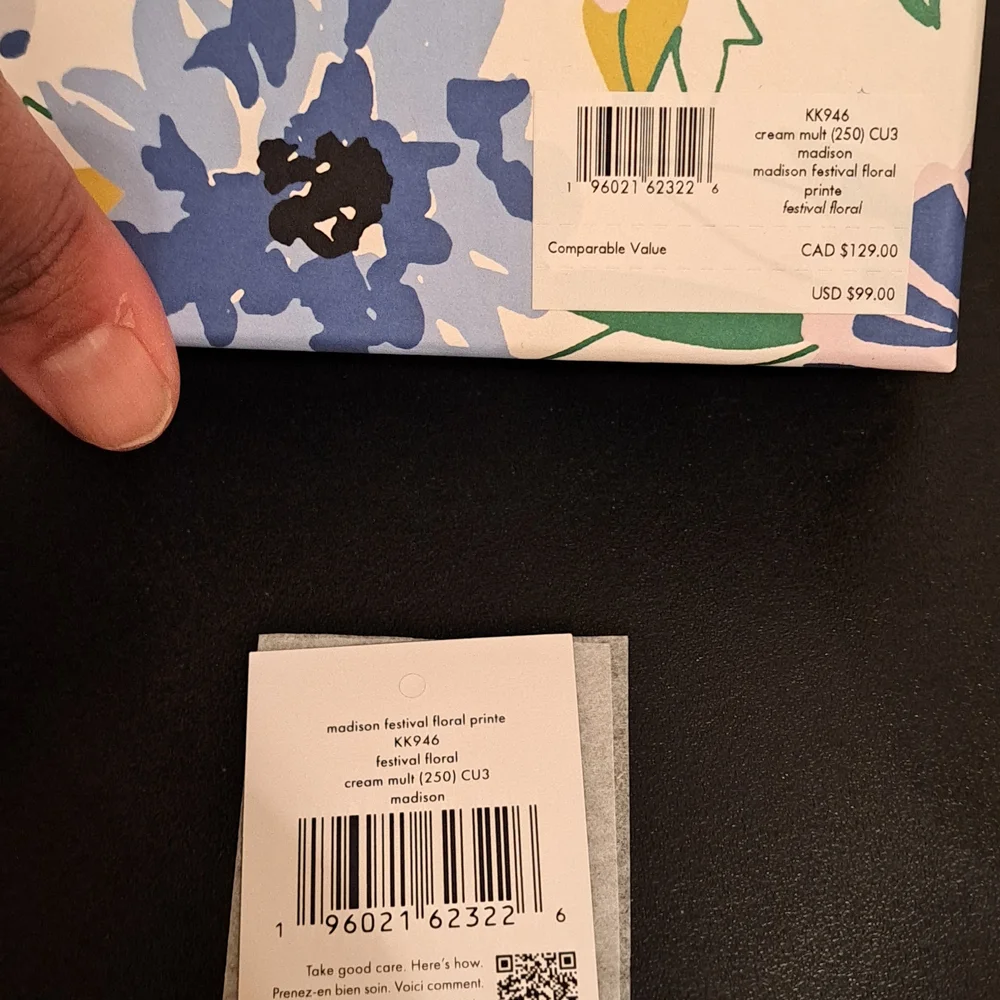 Kate Spade Madison Card Holder - White, Black, and Blue Floral Print NWT